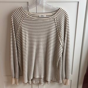 Deletta Cream and Black Striped Long Sleeve Top